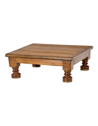 Starý čajový stolek z teakového dřeva, 51x51x18cm