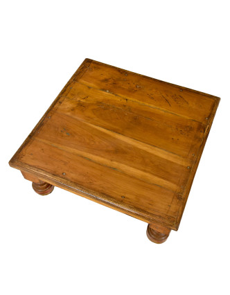 Starý čajový stolek z teakového dřeva, 51x51x18cm