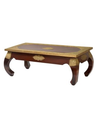 Opiový stolek z palisandrového dřeva zdobený kováním, 120x60x46cm