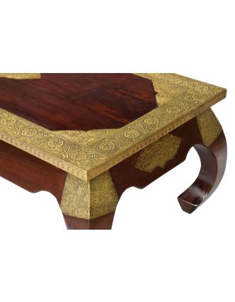Konferenční stolek z palisandrového dřeva zdobený kováním, 120x60x46cm