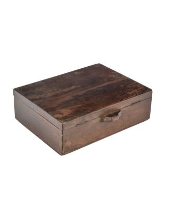Starožitná truhlička z teakového dřeva, 35x27x12cm