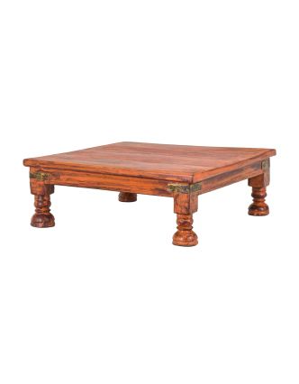Starý čajový stolek z teakového dřeva, 58x58x21cm