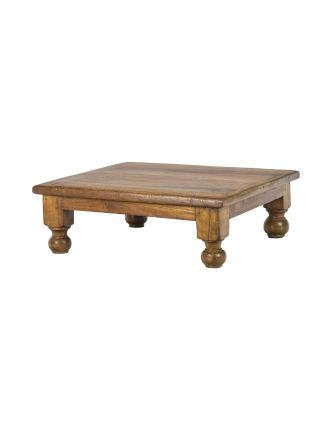 Starý čajový stolek z teakového dřeva, 46x45x15cm