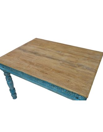 Jídelní stůl z teakového a mangového dřeva, ruční řezby, 120x90x79cm