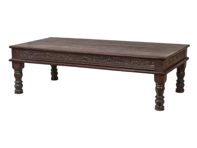 Konferenční stolek z teakového dřeva, ručně vyřezávaný, 182x93x55cm