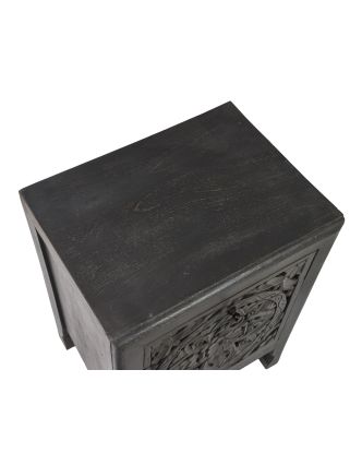 Noční stolek z mangového dřeva, černá patina, 45x34x60cm