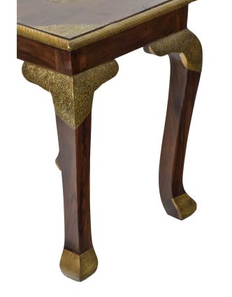 Stolička/stolek z palisandrového dřeva, mosazné kování, 40x40x52cm