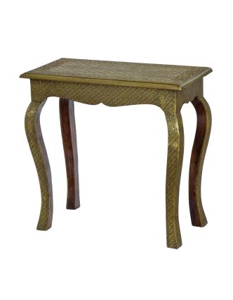 Stolička z palisandrového dřeva, mosazné kování, 63x33x61cm