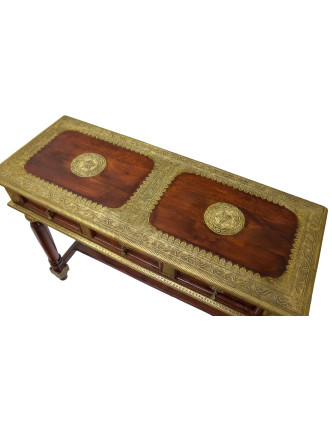 Konzolový stolek z palisandrového dřeva a kováním, 3 šuplíky, 107x40x81cm