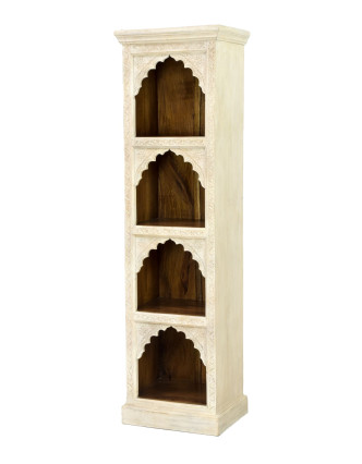 Knihovna z mangového dřeva, ruční řezby, 52x38x183cm
