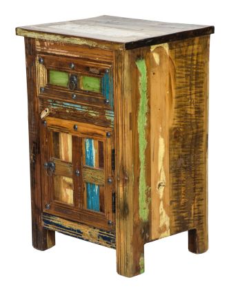 Noční stolek v "GOA" stylu z teakového dřeva, 50x40x75cm
