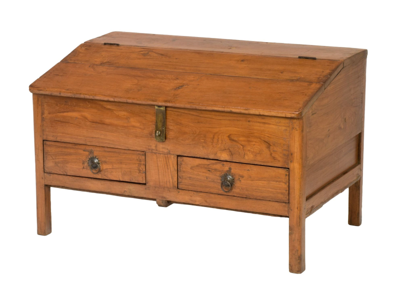 Starý kupecký stolek z teakového dřeva, 82x52x53cm