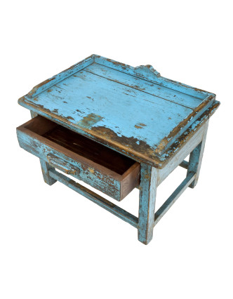 Starý kupecký stolek z teakového dřeva, 47x32x37cm
