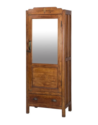 Šatní skříň se zrcadlem vyrobená z teakového dřeva, 67x41x181cm