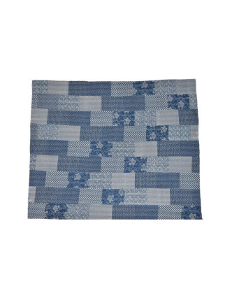 Modrý přehoz na postel, "Ajrak", block print, prošívaný, ruční práce, 260x220cm
