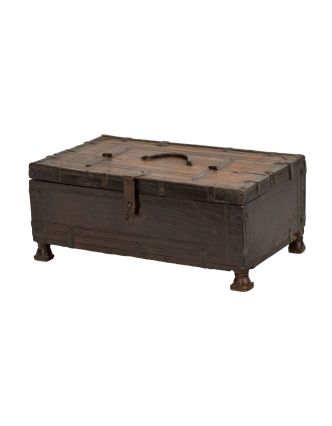 Starožitná truhlička z teakového dřeva, 43x26x18cm