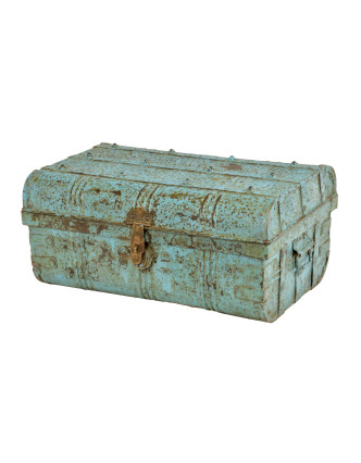Plechový kufr, antik, ručně malovaný, 60x40x28cm