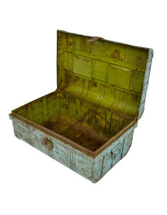 Plechový kufr, antik, ručně malovaný, 60x40x28cm