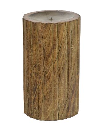 Dřevěný svícen ze starého teakového sloupu, 17x17x31cm