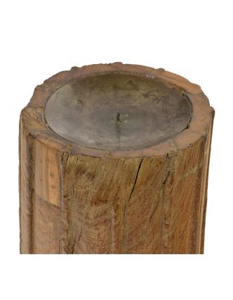 Dřevěný svícen ze starého teakového sloupu, 17x17x30cm