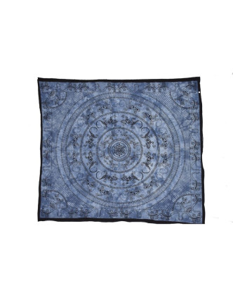 Přehoz přes postel, Mandala ještěrky, modrá batika, 205x230cm