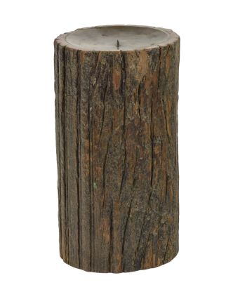 Dřevěný svícen ze starého teakového sloupu, 16x16x30cm