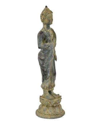Buddha Maitreya, antik šedá patina, mosaz, 16x16x55cm