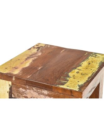 Stolička z antik teakového dřeva, "GOA" styl, 25x25x30cm