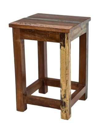 Stolička z antik teakového dřeva, "GOA" styl, 30x30x45cm