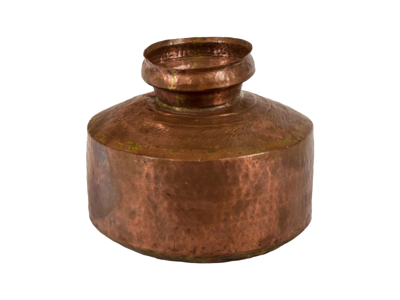 Starožitná měďěná nádoba na vodu, antik, průměr 23cm, výška 20cm
