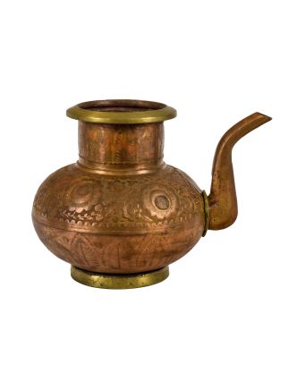Starožitná mosazná nádoba na vodu, antik, výška 25cm