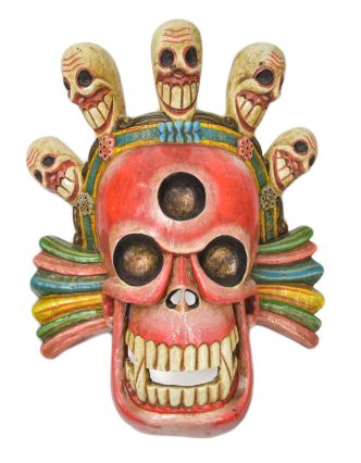 Lebka, dřevěná maska, ručně malovaná, 30x15x38cm