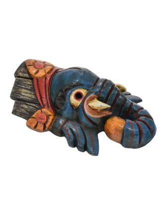 Ganeš, dřevěná maska, ručně malovaná, 11x7x18cm