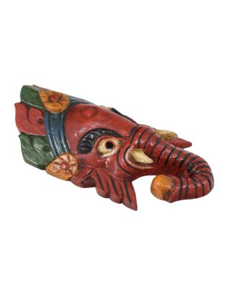 Ganeš, dřevěná maska, ručně malovaná, 11x7x22cm