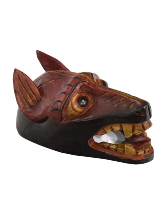 Dřevěná maska, pes, ručně malovaná, 12x11x25cm