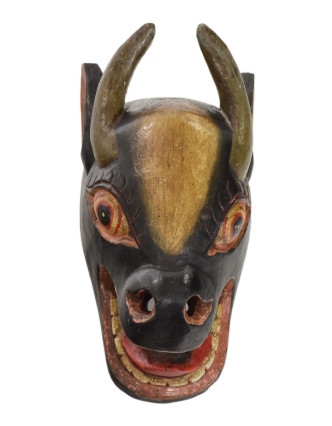 Dřevěná maska, koza, ručně malovaná, 12x10x23cm