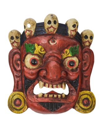 Dřevěná maska, "Bhairab", ručně vyřezávaná, malovaná, 21x8x20cm