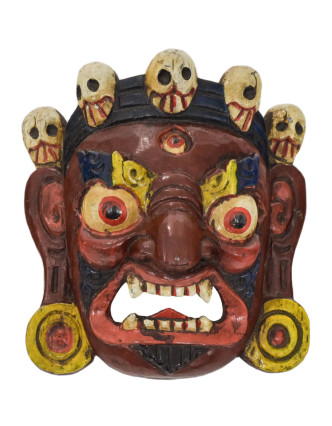 Dřevěná maska, "Bhairab", ručně vyřezávaná, malovaná, 19x9x20cm