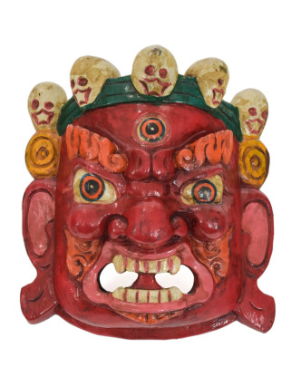 Dřevěná maska, "Bhairab", ručně vyřezávaná, malovaná, 19x9x20cm