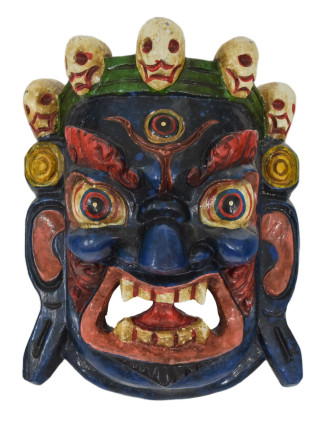 Dřevěná maska, "Bhairab", ručně vyřezávaná, malovaná, 16x9x19cm