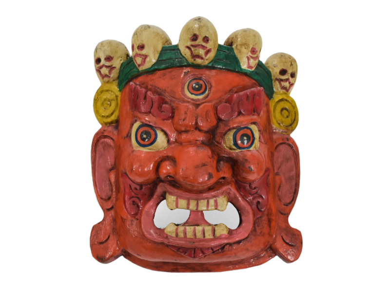 Dřevěná maska, "Bhairab", ručně vyřezávaná, malovaná, 18x9x20cm