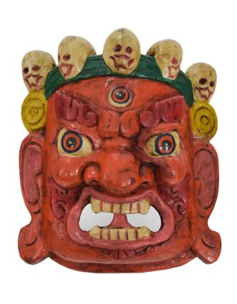 Dřevěná maska, "Bhairab", ručně vyřezávaná, malovaná, 18x9x20cm