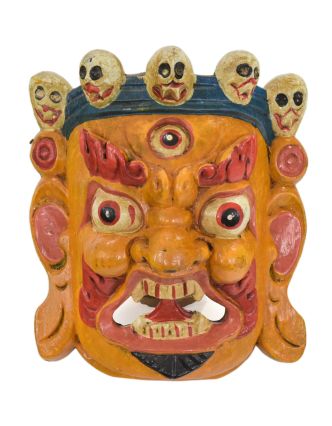 Dřevěná maska, "Bhairab", ručně vyřezávaná, malovaná, 17x8x20cm