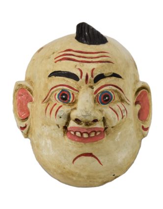 Dřevěná maska, "Joker", ručně vyřezávaná, malovaná, 15x11x17cm
