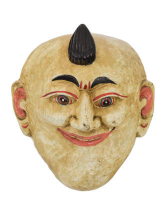 Dřevěná maska, "Joker", ručně vyřezávaná, malovaná, 17x8x18cm