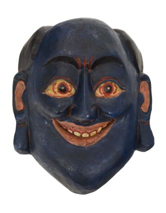 Dřevěná maska, "Joker", ručně vyřezávaná, malovaná, 14x8x16cm