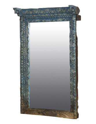 Zrcadlo v rámu ze starého portálu, ručně vyřezávané, 115x35x196cm