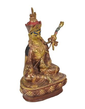 Guru Rinpoche, Padmasambhava, kovová soška, zlaceno, 9x6x14cm