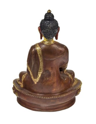 Buddha Amitabha, kovová soška, zlaceno, 10x8x14cm