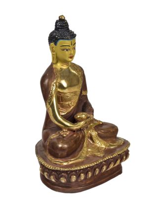 Buddha Amitabha, kovová soška, zlaceno, 10x8x14cm